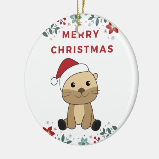 Otter-kerstwinterdieren Otter-keramisch Keramisch Ornament (Links)