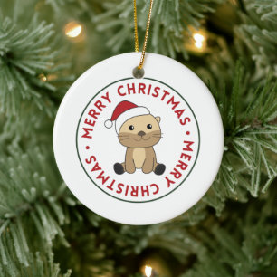 Otter-kerstwinterdieren Otter-keramisch Keramisch Ornament