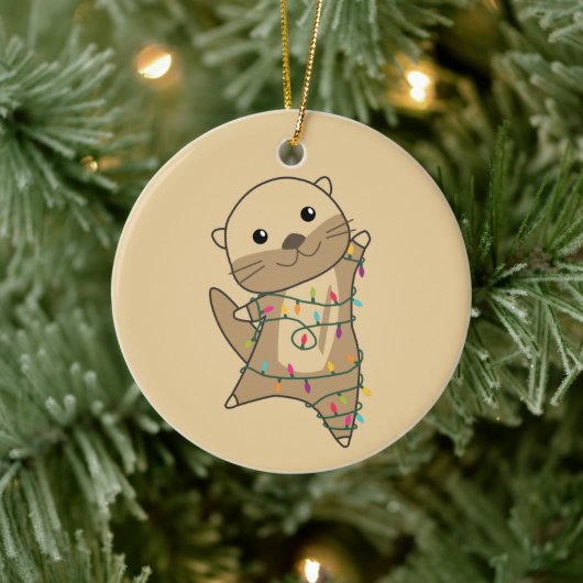 Otter-kerstwinterdieren Otter-keramisch Keramisch Ornament (Boom)