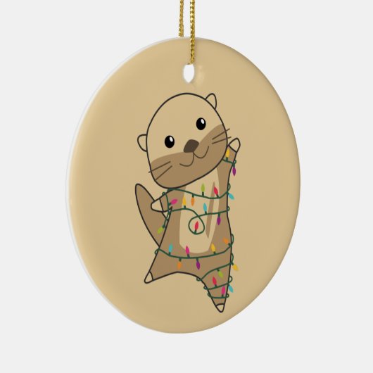 Otter-kerstwinterdieren Otter-keramisch Keramisch Ornament (Rechts)