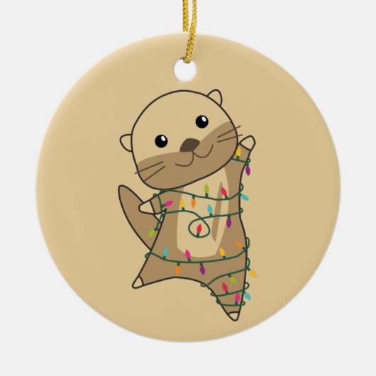 Otter-kerstwinterdieren Otter-keramisch Keramisch Ornament (Voorkant)