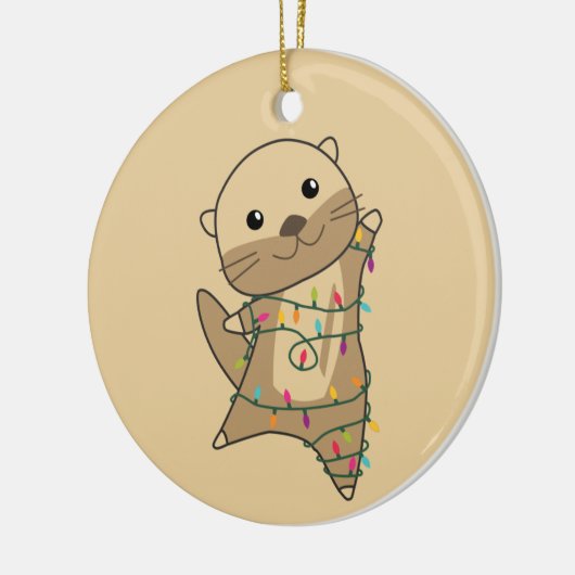 Otter-kerstwinterdieren Otter-keramisch Keramisch Ornament (Links)