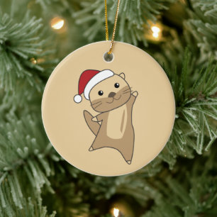 Otter-kerstwinterdieren Otter-keramisch Keramisch Ornament
