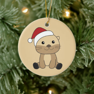 Otter-kerstwinterdieren Otter-keramisch Keramisch Ornament