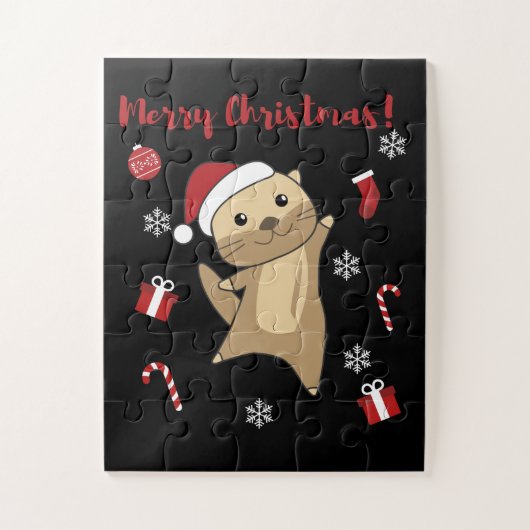 Otter-kerstwinterdieren otter legpuzzel (Verticaal)