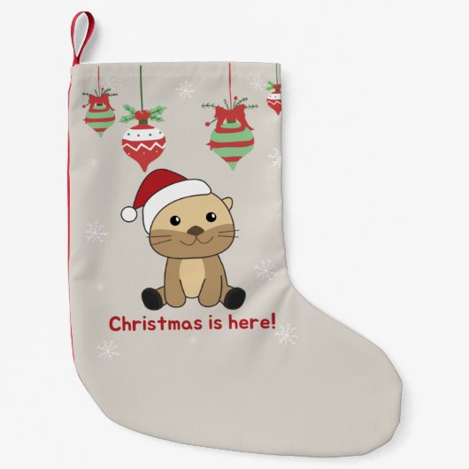 Otter-kerstwinterdieren otter Small CT Kleine Kerstsok (Voorkant)