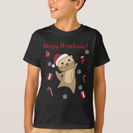 Otter-kerstwinterdieren otter t-shirt (Voorkant)