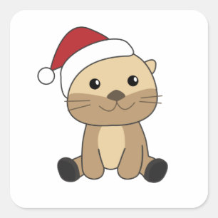Otter-kerstwinterdieren otter vierkante sticker