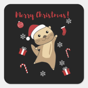 Otter-kerstwinterdieren otter vierkante sticker