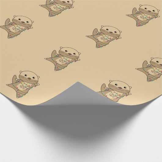 Otter-kerstwinterwinterdieren Otter Wrapping Cadeaupapier (Hoek)