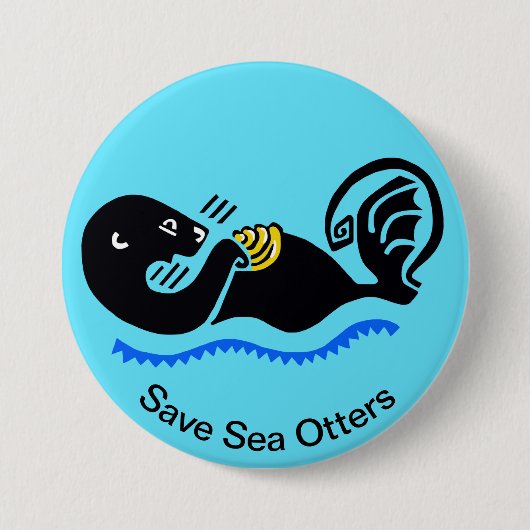 otter - knop ronde button 7,6 cm (Voorkant)