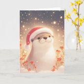 Otter Koele Kerstnacht Kaart (Gele Bloem)