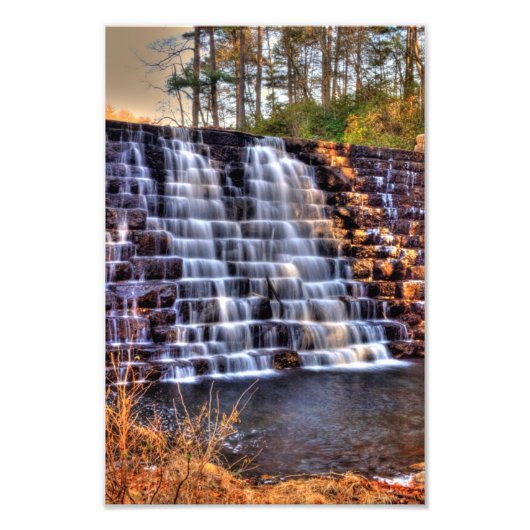 Otter Lake Dam waterfall, Virginia Foto Afdruk (Voorkant)