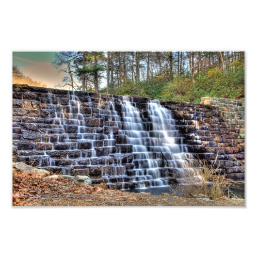 Otter Lake Dam waterfall, Virginia Foto Afdruk (Voorkant)