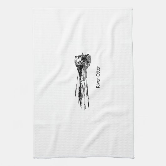 Otter (lijnkunst) theedoek (Verticaal)