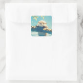 OTTER Log Lounge Vierkante Sticker (Tas)