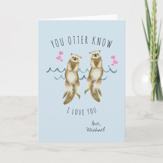 Otter Love Romantic Valentijn Card Feestdagen Kaart (Voorkant)