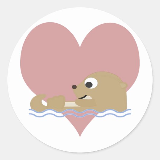Otter Love Ronde Sticker (Voorkant)