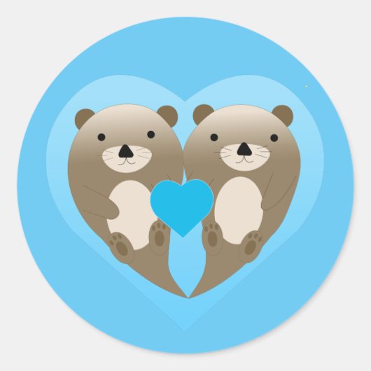 Otter Love Ronde Sticker (Voorkant)