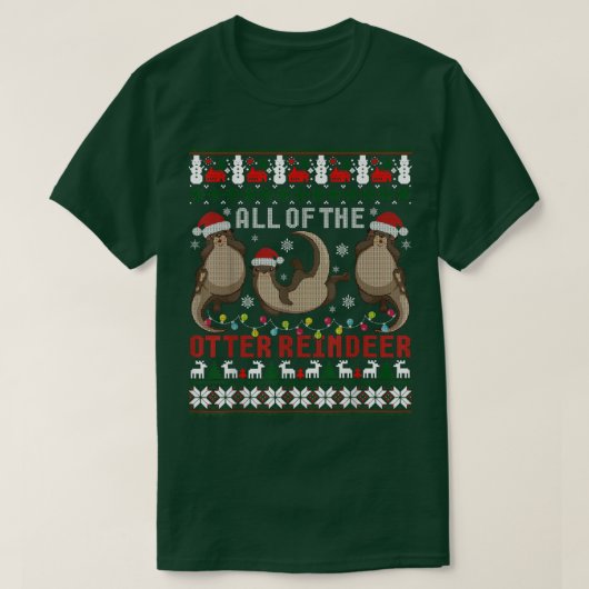 Otter Lover Funny Ugly KerstSweater Gift T-shirt (Design voorkant)