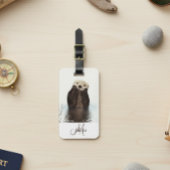 Otter Lover Monogram Gepersonaliseerd Bagagelabel