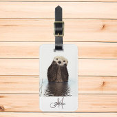 Otter Lover Monogram Gepersonaliseerd Bagagelabel