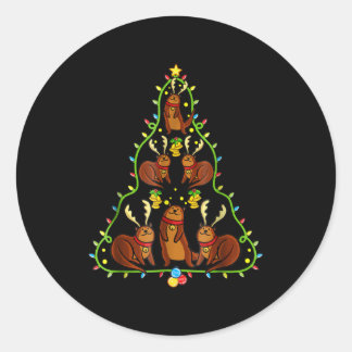 Otter Lovers met Otter-kerstvrije Kerstmis Ronde Sticker