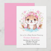 Otter Magic Adventure wacht op roze meisje Baby sh Kaart (Voorkant / Achterkant)