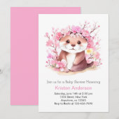 Otter Magic Pink Wildflower Meisje Baby shower Kaart (Voorkant / Achterkant)