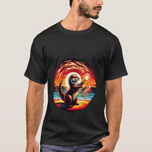 Otter Magie Zonsondergang Creatief T-shirt (Voorkant)