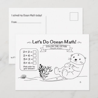 Otter Math Coloring Postcard Briefkaart