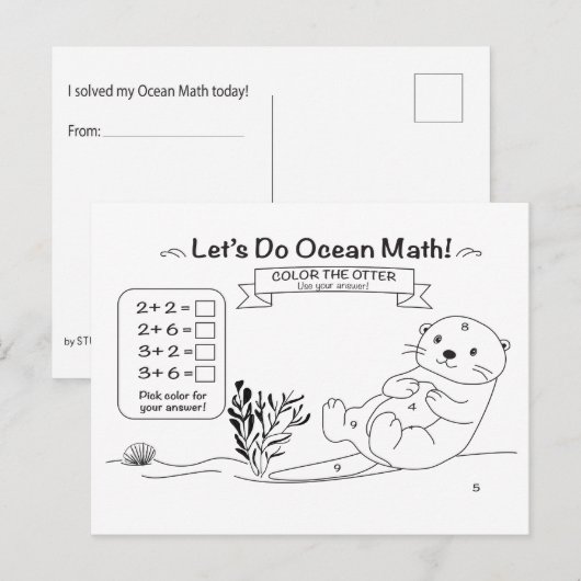 Otter Math Coloring Postcard Briefkaart (Voorkant / Achterkant)