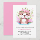 Otter Meadow Adventure Roze Meisje Baby shower Kaart (Voorkant / Achterkant)