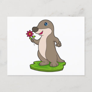 Otter met Bloem Briefkaart