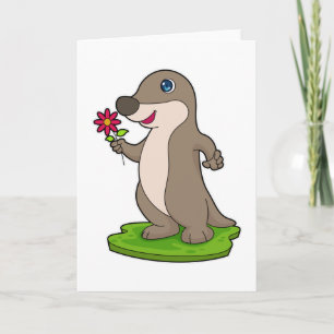 Otter met Bloem Kaart