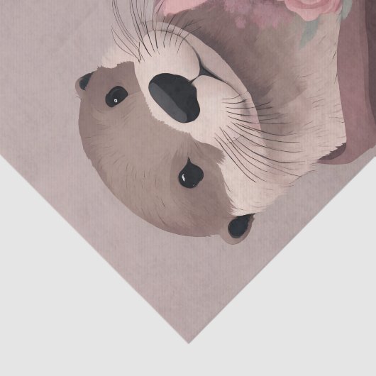 Otter met bloemen decoupage tissuepapier (Detail)