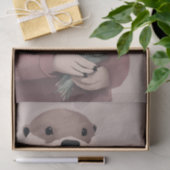 Otter met bloemen decoupage tissuepapier (Geschenk)