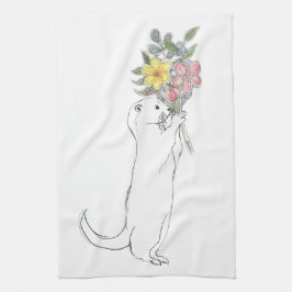 otter met bloemen theedoek