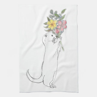 otter met bloemen theedoek