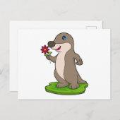 Otter met een bloem briefkaart (Voorkant / Achterkant)