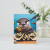 Otter Met Oester Tacos Briefkaart (Staand voorkant)