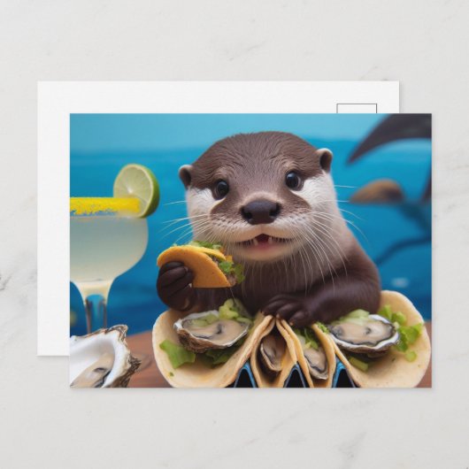 otter met oester taco's briefkaart (Voorkant / Achterkant)
