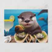 otter met oester taco's briefkaart (Voorkant)