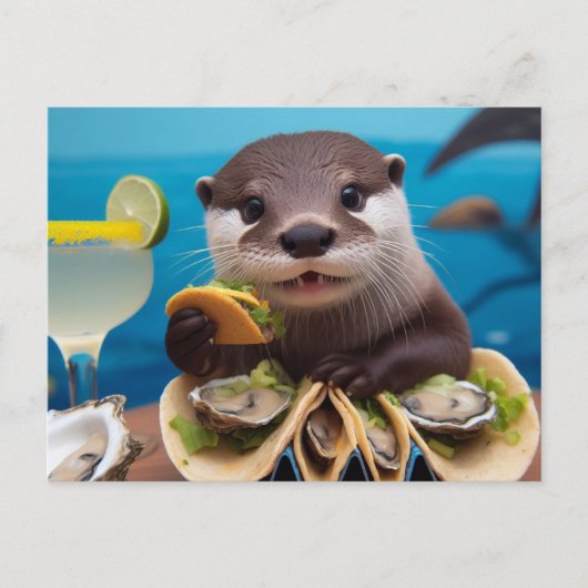 otter met oester taco's briefkaart (Voorkant)