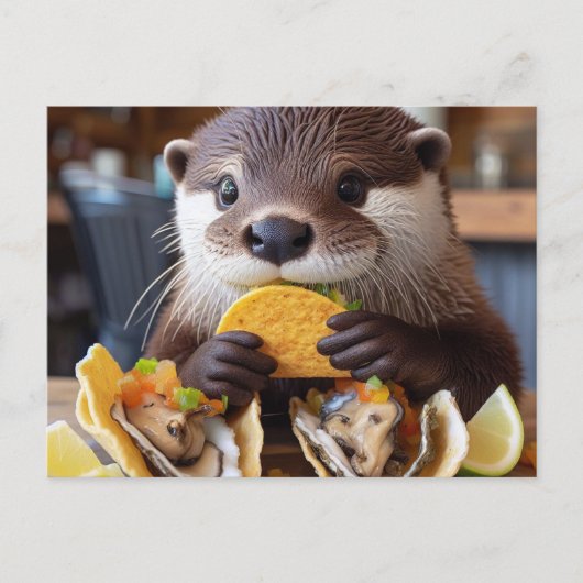otter met oester taco's briefkaart (Voorkant)