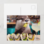 Otter met oester tacos en Margarita Briefkaart (Voorkant / Achterkant)