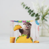 Otter met taco's briefkaart (Staand voorkant)