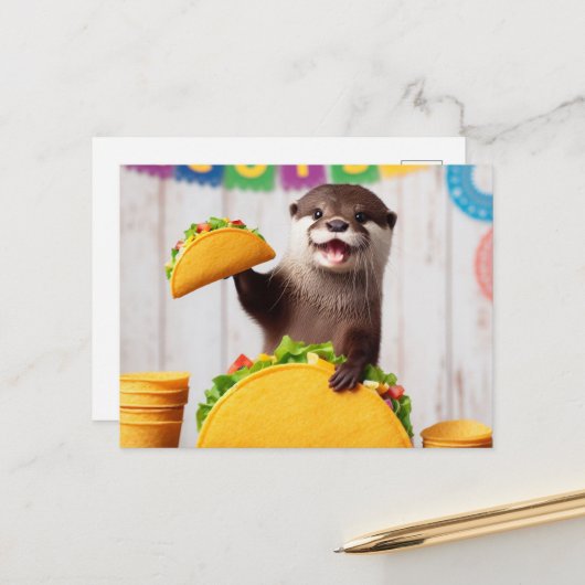 Otter met taco's briefkaart (Voorkant / Achterkant in situ)
