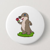 otter met ventilator ronde button 7,6 cm (Voorkant)