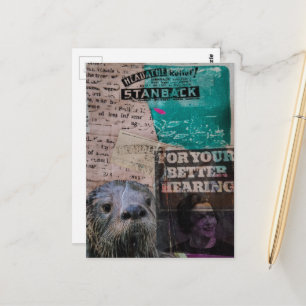 Otter met Vintage Advertenties Collage Briefkaart